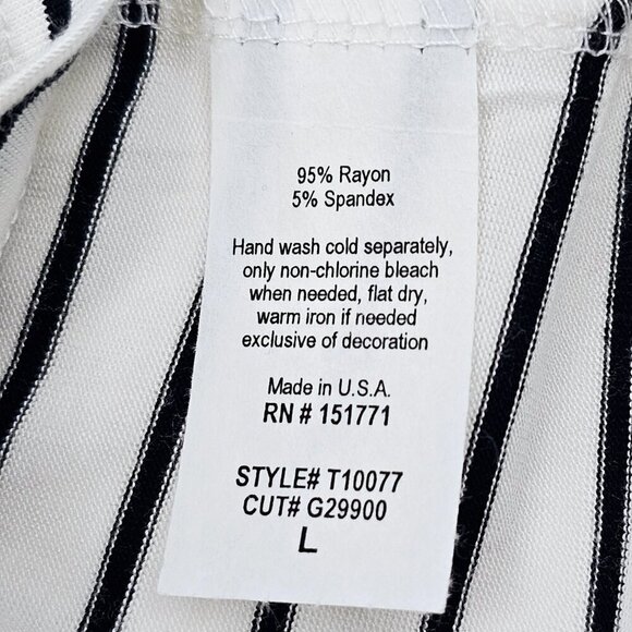 Kaileigh Women's Black & White Striped Ruffle Trim Long Sleeve Top Size L NWOT - Picture 11 of 15